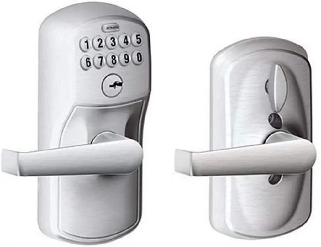 long door handle with keypad lock