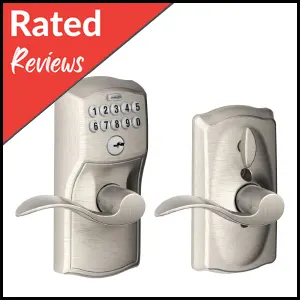 SCHLAGE Satin Nickel Camelot Keypad Entry with Flex-Lock and Accent Levers