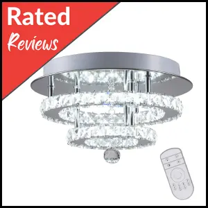 KAI Crystal Remote Controlled and Dimmable Temperature Adjustable Ceiling Light Flush Mount Modern